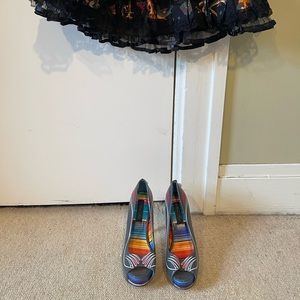 Iron Fist rockabilly stilettos. Chrome heel with dice charm!